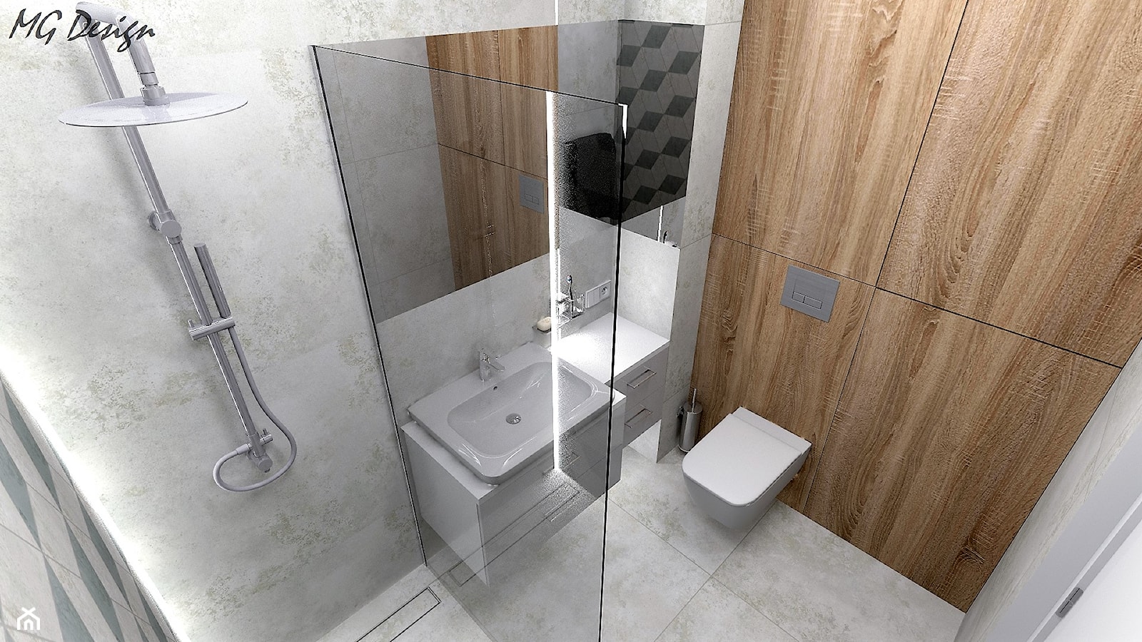 Mała łazienka z prysznicem - zdjęcie od MG Design - Homebook