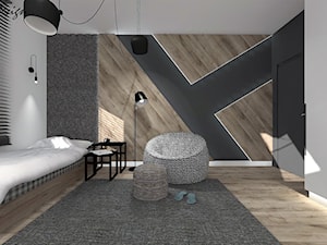Dom w Lędzinach - Średni czarny szary pokój dziecka dla nastolatka dla chłopca dla dziewczynki, styl nowoczesny - zdjęcie od MG Design