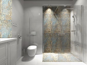 Łazienka 9m2 z użyciem płytki Carpet Vestige - Średnia bez okna z lustrem z punktowym oświetleniem łazienka - zdjęcie od MG Design