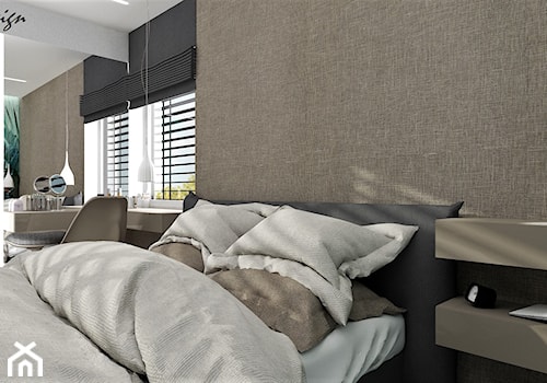 Dom w Warszawie - Średnia biała czarna szara sypialnia, styl nowoczesny - zdjęcie od MG Design
