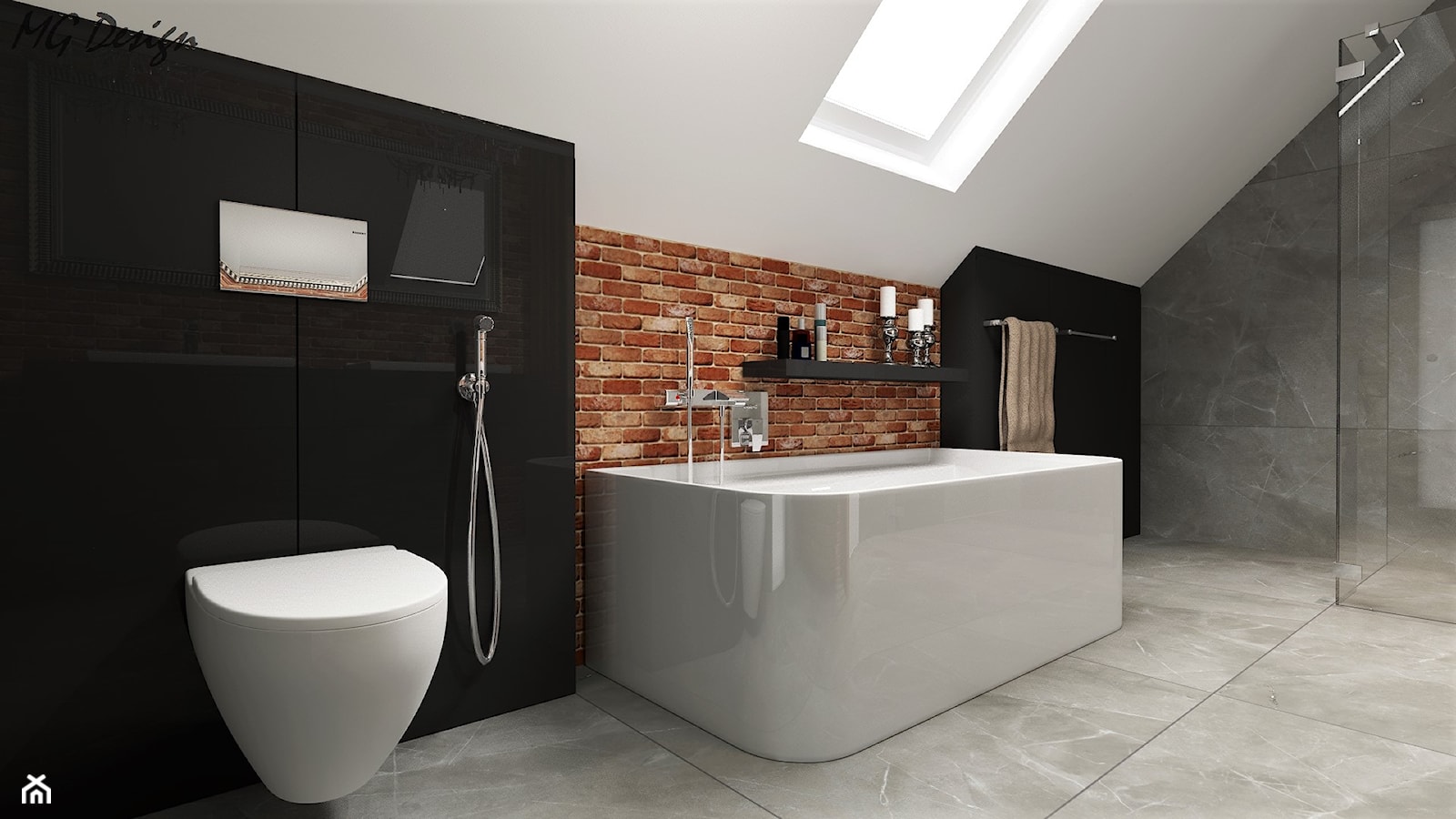 Łazienka z wanną i prysznicem - zdjęcie od MG Design - Homebook