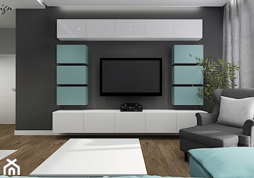 Salon ze ścianą TV Ikea - zdjęcie od MG Design