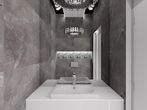 Dom dla dwojga - Śmiechowice - Mała z lustrem z punktowym oświetleniem łazienka, styl glamour - zdjęcie od MG Design