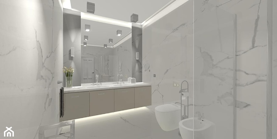 Łazienka z prysznicem płytka marmur - zdjęcie od MG Design