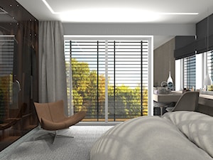 Dom w Warszawie - Średnia szara sypialnia z garderobą, styl nowoczesny - zdjęcie od MG Design
