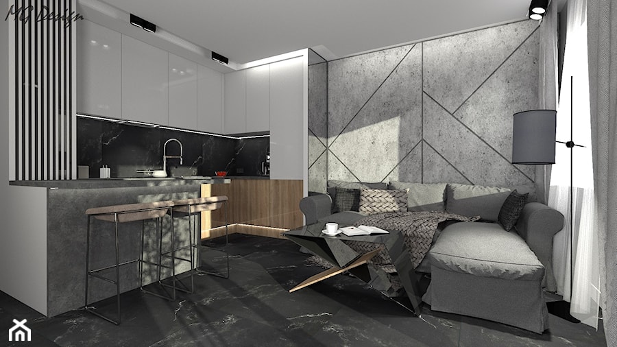 Salon z aneksem kuchennym - zdjęcie od MG Design