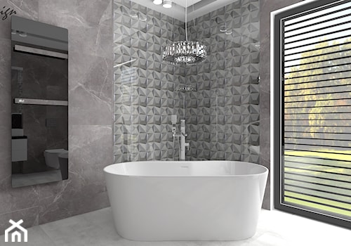 Dom dla dwojga - Śmiechowice - Średnia z lustrem z punktowym oświetleniem łazienka z oknem, styl glamour - zdjęcie od MG Design