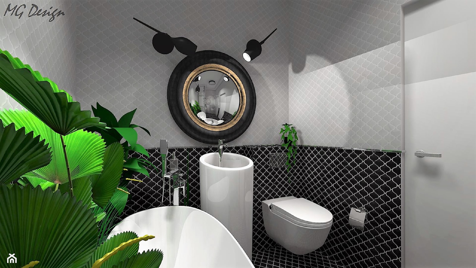 Mała łazienka z wanną i prysznicem - zdjęcie od MG Design - Homebook