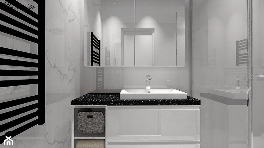 Mała biała łazienka z prysznicem - zdjęcie od MG Design