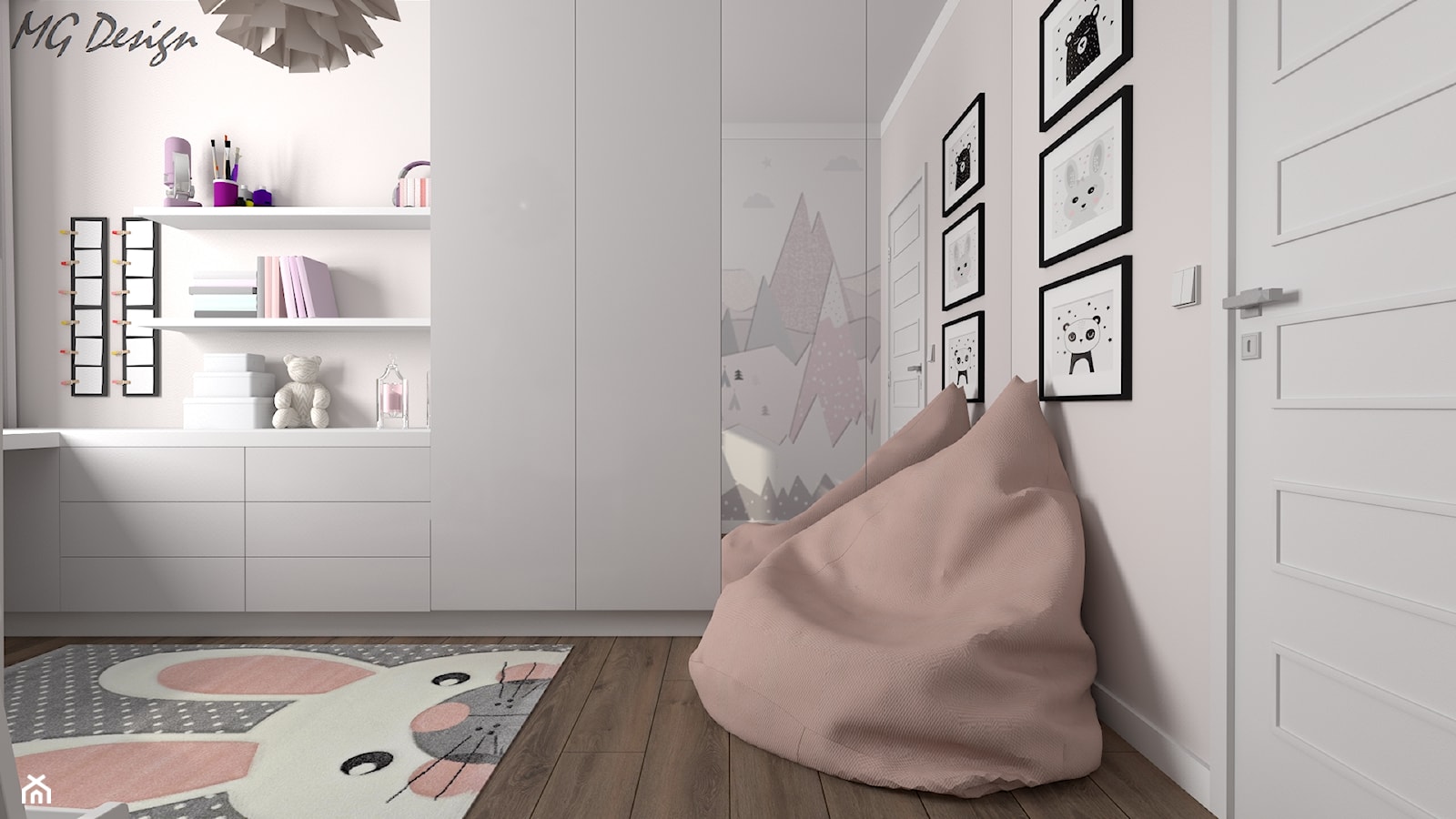 Pokój Dominiki - Mały biały pokój dziecka dla dziecka dla dziewczynki, styl skandynawski - zdjęcie od MG Design - Homebook