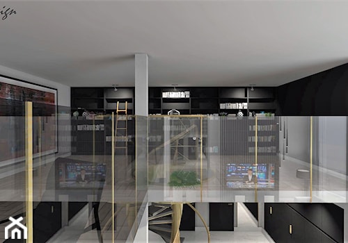 Dom w Luboszycach k. Opola - Duże w osobnym pomieszczeniu białe czarne biuro, styl nowoczesny - zdjęcie od MG Design