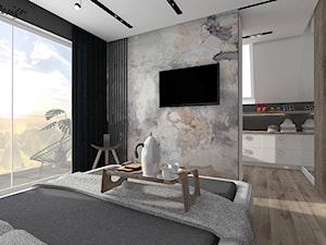 Dom w Lędzinach - Średnia czarna szara sypialnia, styl nowoczesny - zdjęcie od MG Design