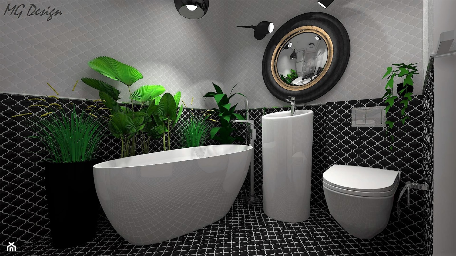 Mała łazienka z wanną i prysznicem - zdjęcie od MG Design - Homebook