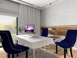 Dom dla dwojga - Śmiechowice - Średnie w osobnym pomieszczeniu białe szare biuro, styl glamour - zdjęcie od MG Design