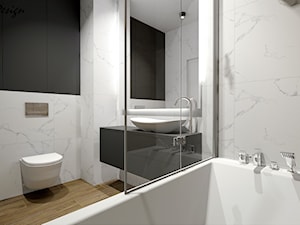 Mala łazienka marmur, drewno, antracyt - zdjęcie od MG Design