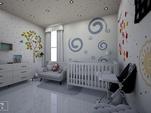 kids room - Średni szary pokój dziecka dla niemowlaka dla chłopca dla dziewczynki, styl tradycyjny - zdjęcie od augustyndesign