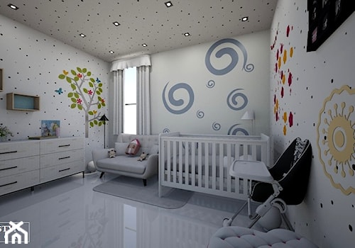 kids room - Średni szary pokój dziecka dla niemowlaka dla chłopca dla dziewczynki, styl tradycyjny - zdjęcie od augustyndesign