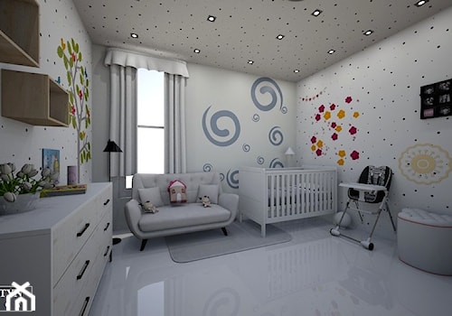 kids room - Średni biały pokój dziecka dla niemowlaka dla chłopca, styl tradycyjny - zdjęcie od augustyndesign
