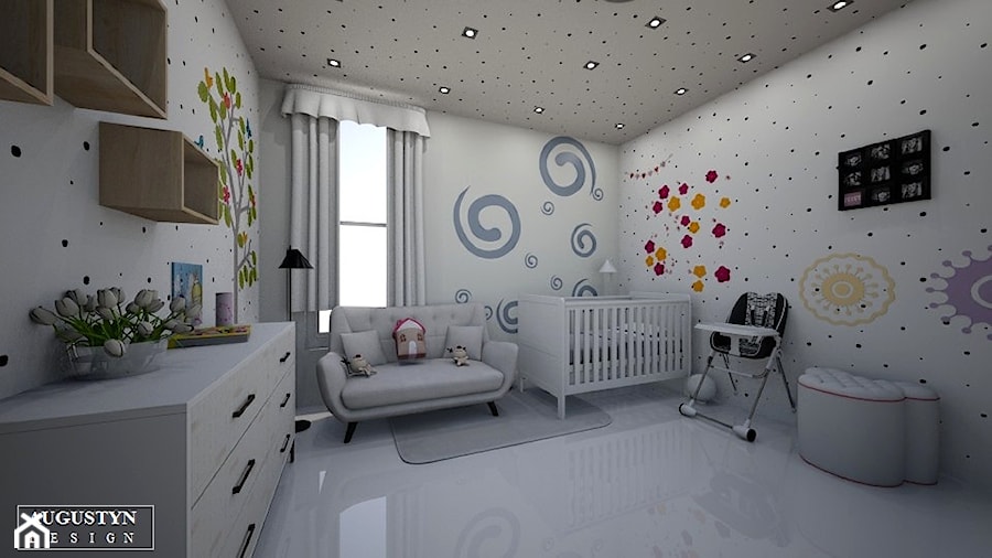 kids room - Średni biały pokój dziecka dla niemowlaka dla chłopca, styl tradycyjny - zdjęcie od augustyndesign