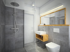Łazienka Moniki - Średnia bez okna z lustrem z punktowym oświetleniem łazienka, styl skandynawski - zdjęcie od Pawlowska studio
