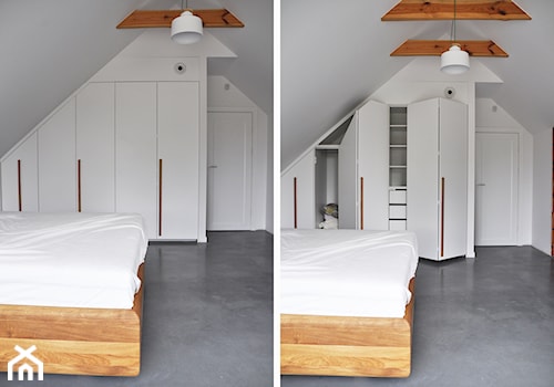 Dom jednorodzinny w Otwocku - Średnia biała szara sypialnia na poddaszu, styl nowoczesny - zdjęcie od one desk