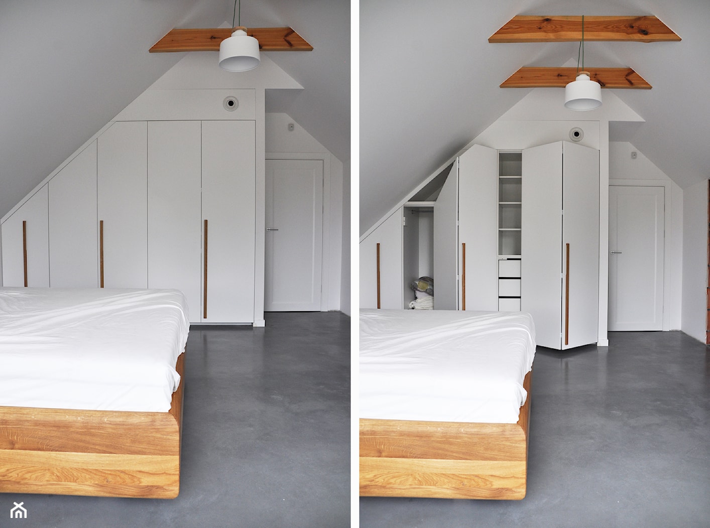 Dom jednorodzinny w Otwocku - Średnia biała szara sypialnia na poddaszu, styl nowoczesny - zdjęcie od one desk - Homebook