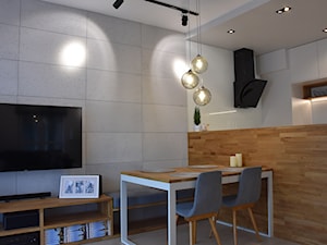 MIESZKANIE DLA MŁODYCH - Średnia jadalnia w salonie w kuchni, styl minimalistyczny - zdjęcie od NOKODESIGN