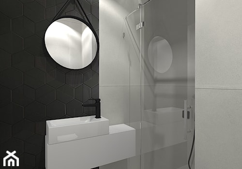 DOM W ŁODZI - Mała bez okna z lustrem łazienka, styl minimalistyczny - zdjęcie od NOKODESIGN