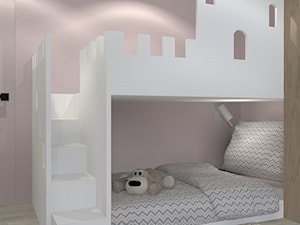 MIESZAKNIE W ŁODZI - Mały różowy szary pokój dziecka dla dziecka dla chłopca dla dziewczynki dla rodzeństwa, styl nowoczesny - zdjęcie od NOKODESIGN