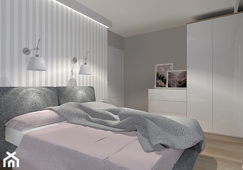 MIESZKANIE SINGIELKI - Średnia szara sypialnia, styl nowoczesny - zdjęcie od NOKODESIGN
