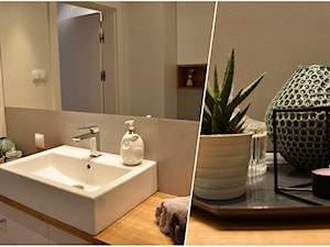 MIESZKANIE DLA MŁODYCH - Średnia bez okna z lustrem łazienka, styl minimalistyczny - zdjęcie od NOKODESIGN