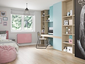 Kos - Średni szary niebieski pokój dziecka dla dziecka dla nastolatka dla dziewczynki, styl skandynawski - zdjęcie od Purmo Polska