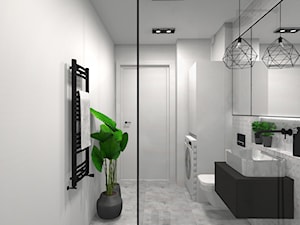 STONE BATHROOM - Średnia bez okna z pralką / suszarką z lustrem z punktowym oświetleniem łazienka, styl nowoczesny - zdjęcie od BIURO PROJEKTOWE ARTLABB - ARCHITEKT / PROJEKTANT WNĘTRZ