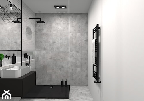 STONE BATHROOM - Średnia bez okna z lustrem z punktowym oświetleniem łazienka, styl nowoczesny - zdjęcie od BIURO PROJEKTOWE ARTLABB - ARCHITEKT / PROJEKTANT WNĘTRZ