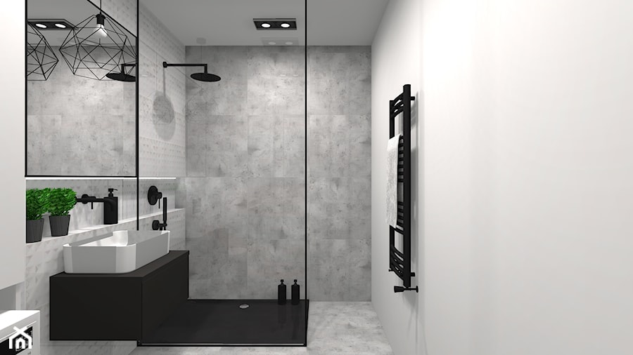 STONE BATHROOM - Średnia bez okna z lustrem z punktowym oświetleniem łazienka, styl nowoczesny - zdjęcie od BIURO PROJEKTOWE ARTLABB - ARCHITEKT / PROJEKTANT WNĘTRZ