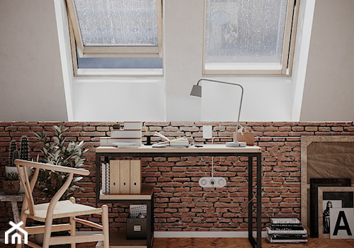 Średnie białe biuro, styl industrialny - zdjęcie od George Azzar