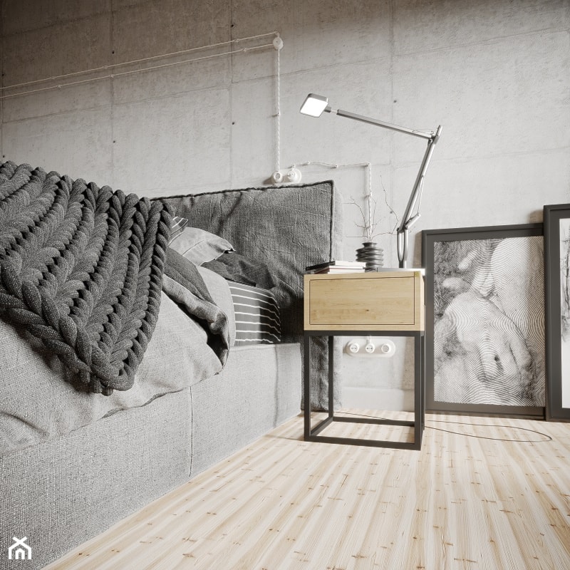 Mała szara sypialnia, styl industrialny - zdjęcie od George Azzar