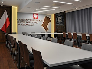 SALA KONFERENCYJNA I GABINET - Duże szare żółte biuro, styl nowoczesny - zdjęcie od PARcownia.pl