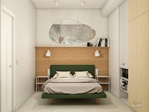 sypialnia z zielonym łózkiem - zdjęcie od RzutNaProjekt