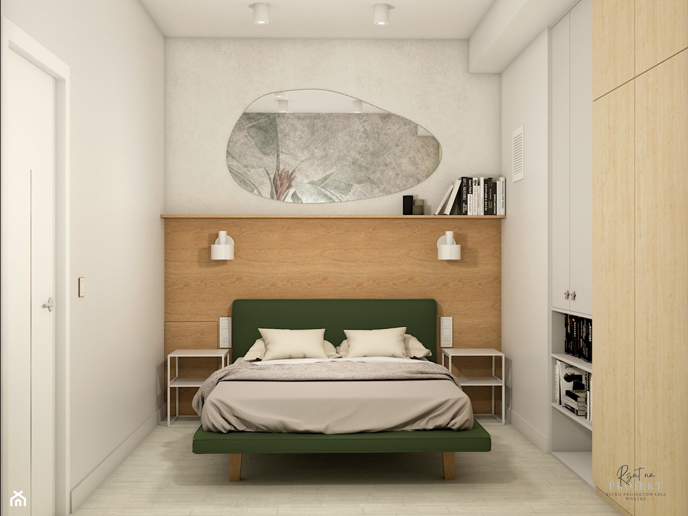 sypialnia z zielonym łózkiem - zdjęcie od RzutNaProjekt - Homebook