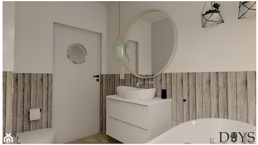Mieszkanie 78m2 - Średnia bez okna z lustrem łazienka, styl nowoczesny - zdjęcie od Projekty Wnętrz DOYS