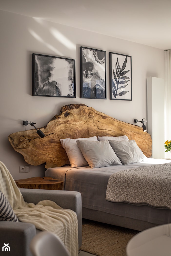 Apartament wakacyjny w Wiśle - Mała szara sypialnia, styl skandynawski - zdjęcie od Aleksandra Ciurkot architektura wnętrz - Homebook