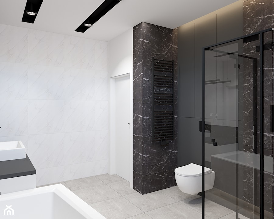 Nowoczesna łazienka z marmurem - Łazienka - zdjęcie od Paulina Majcherek Projektowanie Wnętrz Piła