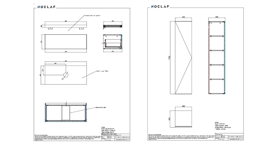 Noclaf meble łazienkowe -rysunki techniczne - zdjęcie od Noclaf producent mebli łazienkowych