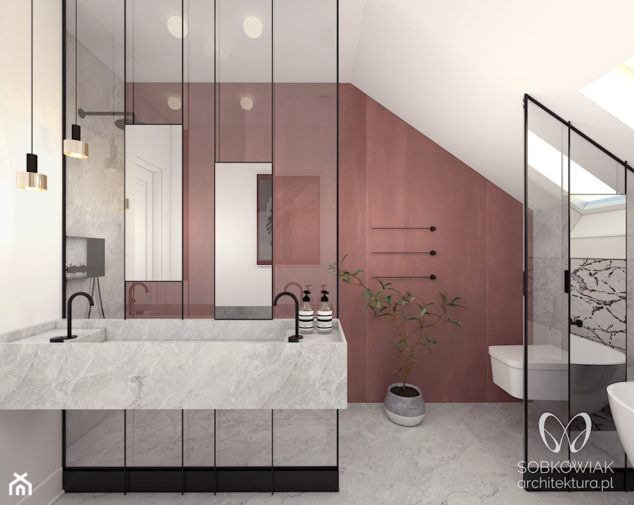 łazienka z prysznicem i wanną - zdjęcie od Sobkowiak Architektura