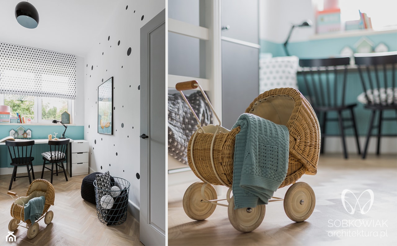 Pokój dzieci ze ściną w kropki - zdjęcie od Sobkowiak Architektura - Homebook