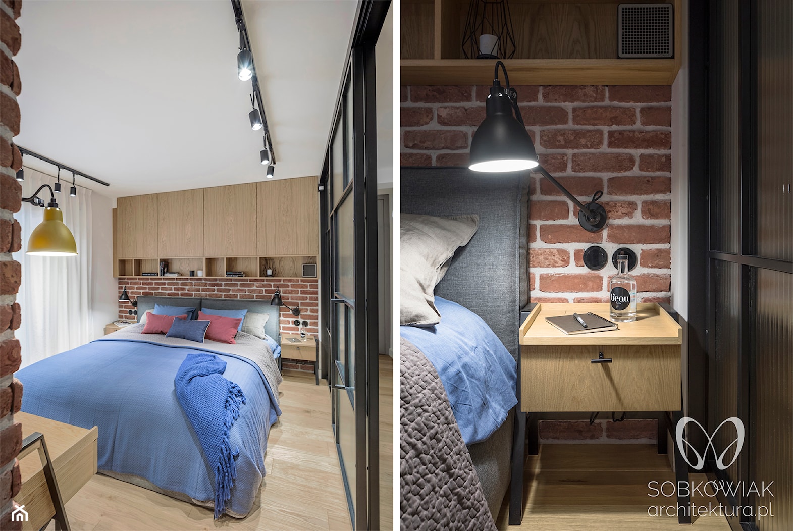 Sypialnia z ceglaną ścianą - zdjęcie od Sobkowiak Architektura - Homebook