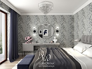 Wnętrza eleganckiego domu w stylu nowojorskim - Średnia szara sypialnia, styl glamour - zdjęcie od Sobkowiak Architektura