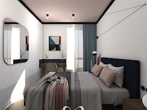 Colourful 50's - Średnia biała z biurkiem sypialnia, styl nowoczesny - zdjęcie od Sobkowiak Architektura