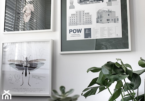 Małe biuro na Warszawskiem Powiślu, plakaty w biurze - zdjęcie od Sobkowiak Architektura